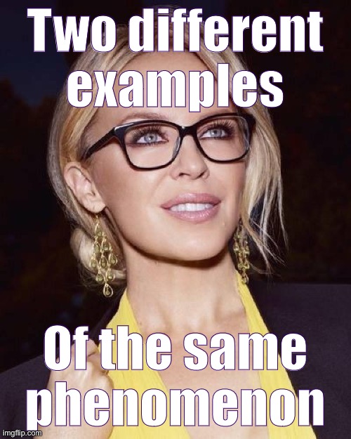 When apples and oranges are both fruits. | Two different examples; Of the same phenomenon | image tagged in kylie glasses,apples,oranges,fruits,cancelled,culture | made w/ Imgflip meme maker