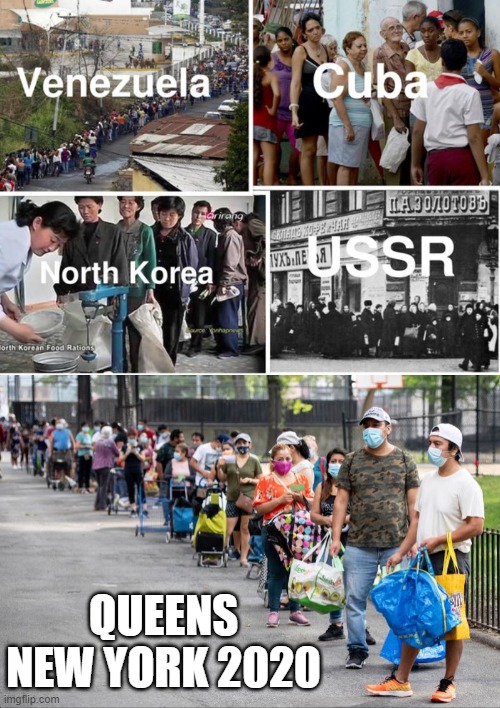 Breadlines Queens New York 2020 | QUEENS NEW YORK 2020 | image tagged in new york,bread,hunger,2020,socialism | made w/ Imgflip meme maker