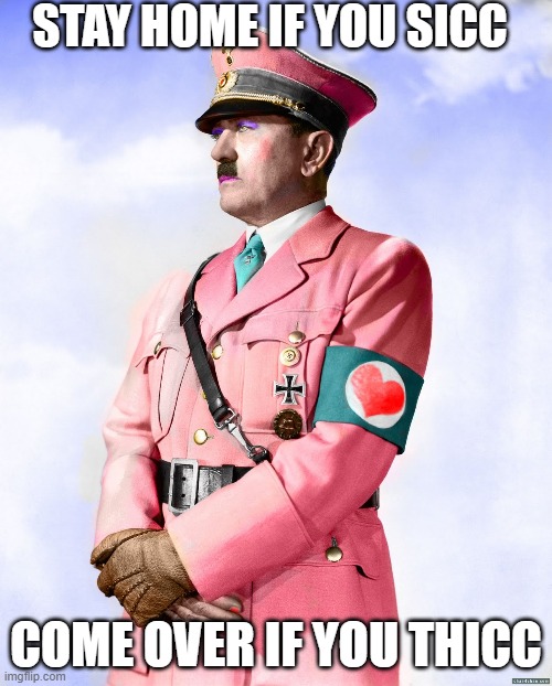 thicc hitler | STAY HOME IF YOU SICC; COME OVER IF YOU THICC | image tagged in thicc | made w/ Imgflip meme maker