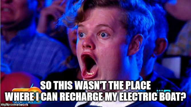 amazed magikarp | SO THIS WASN'T THE PLACE WHERE I CAN RECHARGE MY ELECTRIC BOAT? | image tagged in amazed magikarp | made w/ Imgflip meme maker