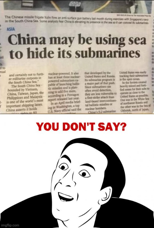 You don't say | image tagged in memes,you don't say,nicolas cage,funny,china | made w/ Imgflip meme maker