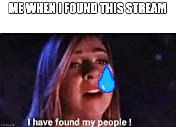 *crys* | ME WHEN I FOUND THIS STREAM | image tagged in i have found my people | made w/ Imgflip meme maker