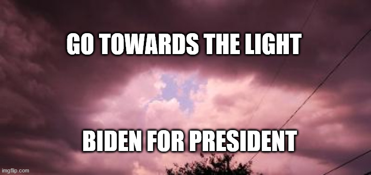 Biden for Pre | GO TOWARDS THE LIGHT; BIDEN FOR PRESIDENT | image tagged in election 2020,joe biden,nature | made w/ Imgflip meme maker