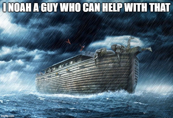 Noah's Ark | I NOAH A GUY WHO CAN HELP WITH THAT | image tagged in noah's ark | made w/ Imgflip meme maker