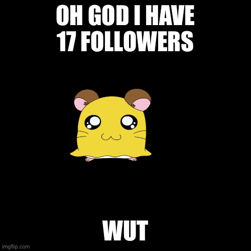 Blank Transparent Square | OH GOD I HAVE 17 FOLLOWERS; WUT | image tagged in memes,blank transparent square | made w/ Imgflip meme maker