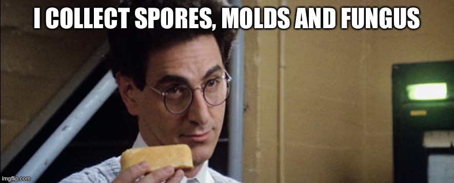 Egon Spengler | I COLLECT SPORES, MOLDS AND FUNGUS | image tagged in egon spengler | made w/ Imgflip meme maker