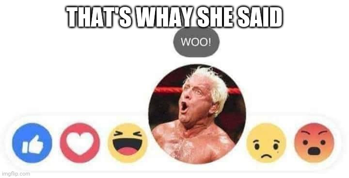 Woo | THAT'S WHAY SHE SAID | image tagged in woo | made w/ Imgflip meme maker