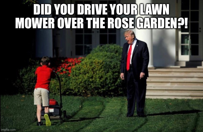 DID YOU DRIVE YOUR LAWN MOWER OVER THE ROSE GARDEN?! | made w/ Imgflip meme maker