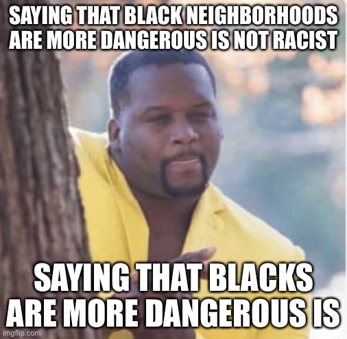 Sadly, In America, Caucasians have an 11x higher median wealth than African Americans. That means decent neighborhoods are mostl | SAYING THAT BLACK NEIGHBORHOODS ARE MORE DANGEROUS IS NOT RACIST; SAYING THAT BLACKS ARE MORE DANGEROUS IS | image tagged in licking lips | made w/ Imgflip meme maker