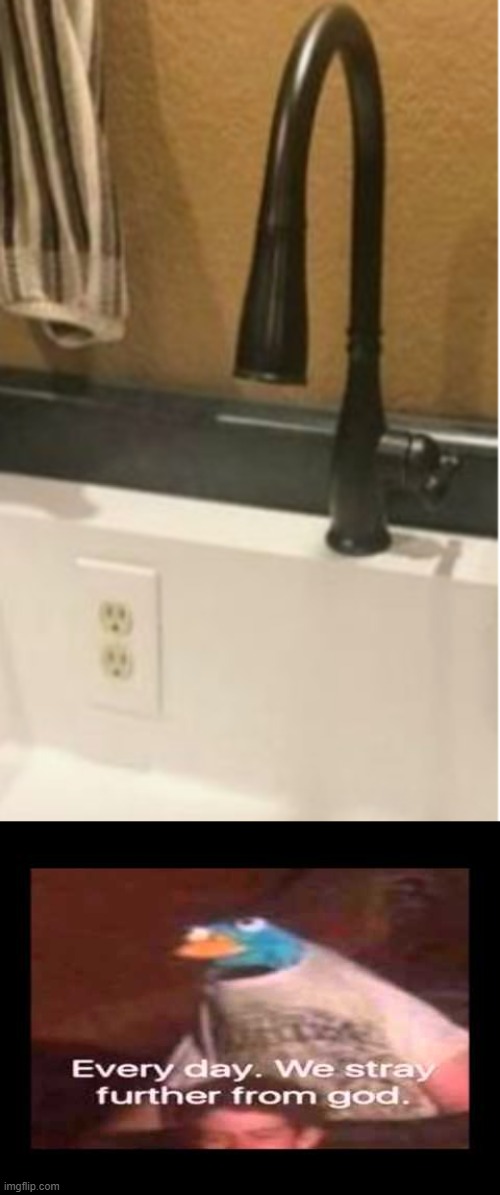 Who puts an electrical socket in the sink??? | image tagged in everyday we stray further from god,you had one job,task failed successfully,memes,funny,stupid people | made w/ Imgflip meme maker