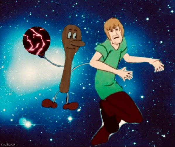 Shaggy defeated | image tagged in spoony,shaggy,dbz,fighting,space,the brak show | made w/ Imgflip meme maker