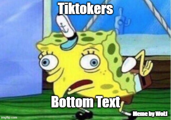 No bottom text needed... | Tiktokers; Bottom Text; Meme by WoLf | image tagged in memes,mocking spongebob | made w/ Imgflip meme maker