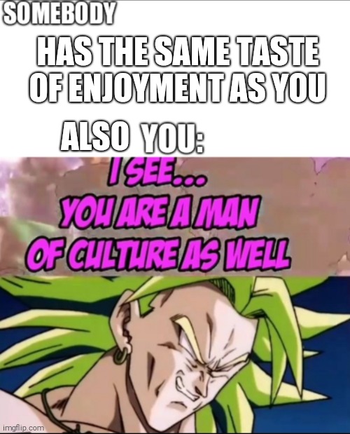 You are a man of culture | HAS THE SAME TASTE OF ENJOYMENT AS YOU; ALSO | image tagged in you are a man of culture,CodeCAC | made w/ Imgflip meme maker