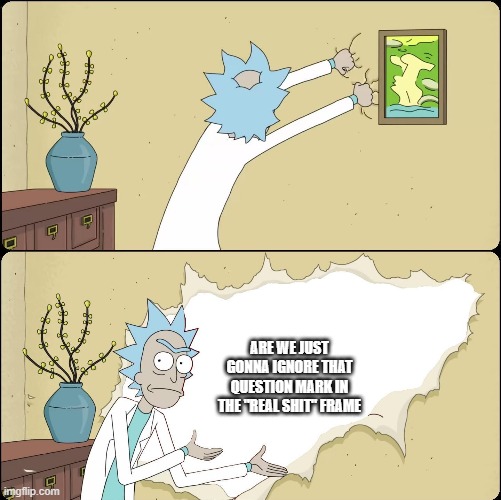 Rick Rips Wallpaper | ARE WE JUST GONNA IGNORE THAT QUESTION MARK IN THE "REAL SHIT" FRAME | image tagged in rick rips wallpaper | made w/ Imgflip meme maker