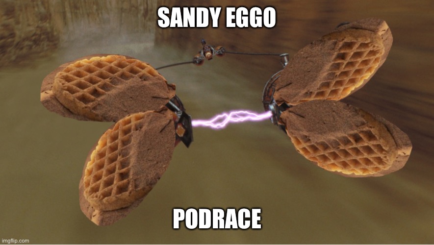 Sandy Eggo Podrace | SANDY EGGO; PODRACE | image tagged in san diego,waffle | made w/ Imgflip meme maker