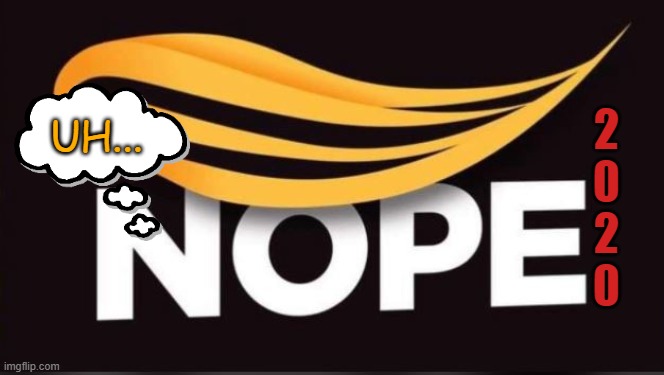 Uh NOPE to Trump 2020 | 2
0
2
0; UH... | image tagged in donald trump,election 2020 | made w/ Imgflip meme maker