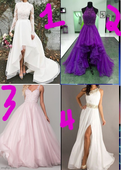 Wedding dresses! Which one should I wear for me and YEETISBURG's wedding? | image tagged in dresses,wedding,yeetisburg,crab,marriage | made w/ Imgflip meme maker