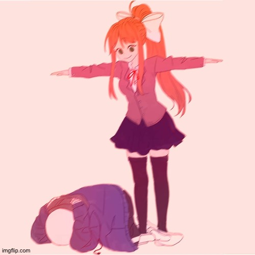 I have gone so far down the undertale and ddlc rabbit holes I know where this is from part 1 | image tagged in monika t-posing on sans | made w/ Imgflip meme maker
