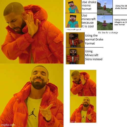 When you get too obsessed with Minecraft | image tagged in memes,drake hotline bling | made w/ Imgflip meme maker