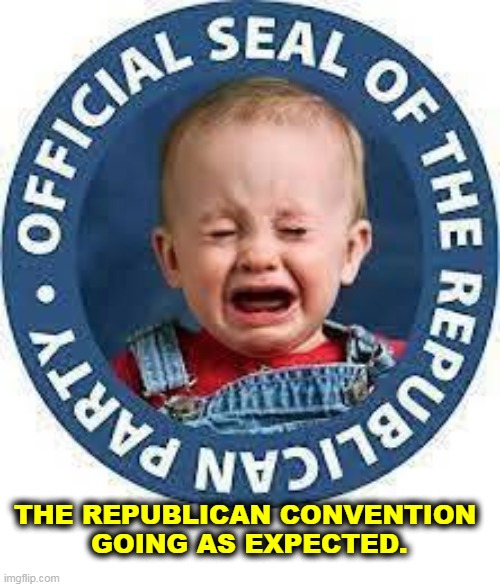 The Republican whine goes with the cheese. And there's a lot of cheese. | THE REPUBLICAN CONVENTION 
GOING AS EXPECTED. | image tagged in republican gop whining crying snowflake baby | made w/ Imgflip meme maker
