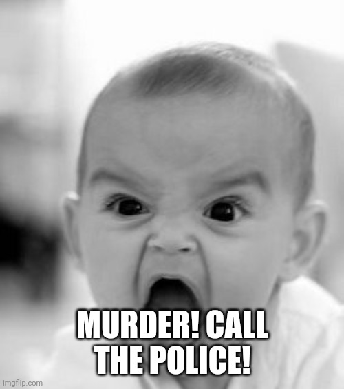 Angry Baby Meme | MURDER! CALL THE POLICE! | image tagged in memes,angry baby | made w/ Imgflip meme maker