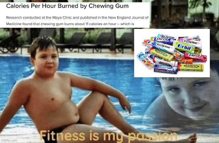 Chewing gum | image tagged in fitness is my passion | made w/ Imgflip meme maker