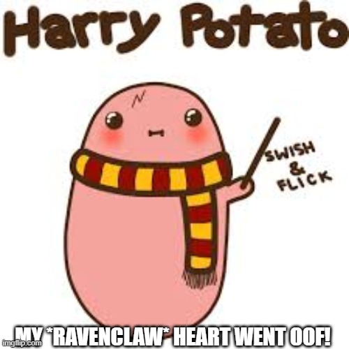 Oof! | MY *RAVENCLAW* HEART WENT OOF! | image tagged in harry potato,ravenclaw | made w/ Imgflip meme maker
