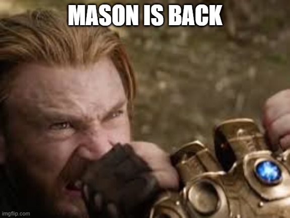 god dammit steve | MASON IS BACK | image tagged in god dammit steve | made w/ Imgflip meme maker