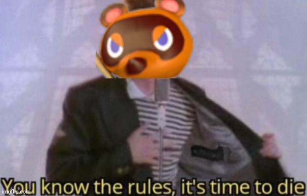 Tom Nook you know the rules it's time to die | image tagged in tom nook you know the rules it's time to die | made w/ Imgflip meme maker