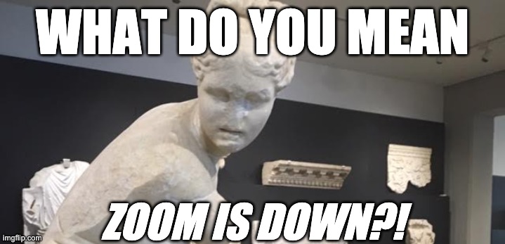 The Agony | WHAT DO YOU MEAN; ZOOM IS DOWN?! | image tagged in zoom,museum,sculpture,antiquity | made w/ Imgflip meme maker