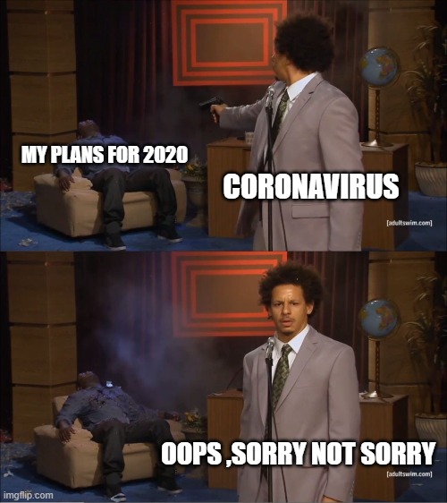 Who Killed Hannibal | MY PLANS FOR 2020; CORONAVIRUS; OOPS ,SORRY NOT SORRY | image tagged in memes,who killed hannibal | made w/ Imgflip meme maker