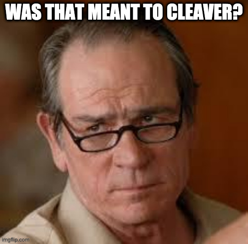 my face when someone asks a stupid question | WAS THAT MEANT TO CLEAVER? | image tagged in my face when someone asks a stupid question | made w/ Imgflip meme maker