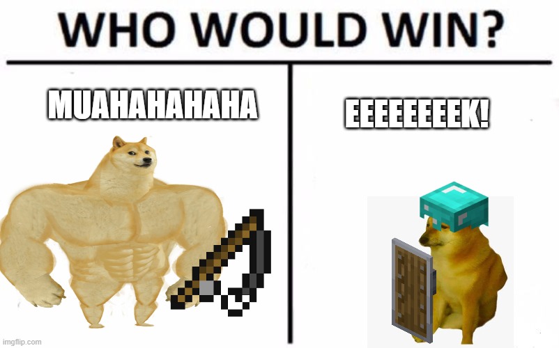 Who Would Win? | MUAHAHAHAHA; EEEEEEEEK! | image tagged in memes,who would win | made w/ Imgflip meme maker