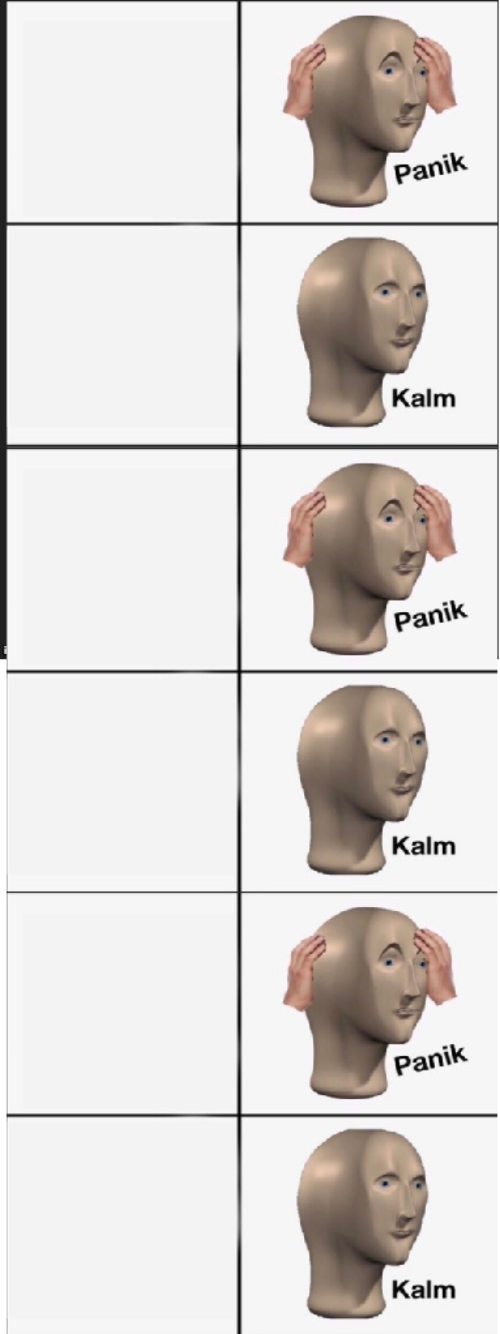 Panik/Kalm/Panik/Kalm/Panik/Kalm Blank Meme Template