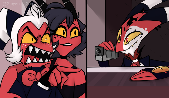 Moxxie yelling at Blitzo Blank Meme Template