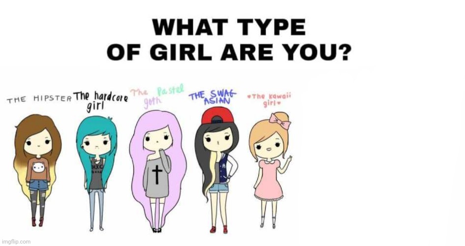 What type of girl are you? Blank Meme Template