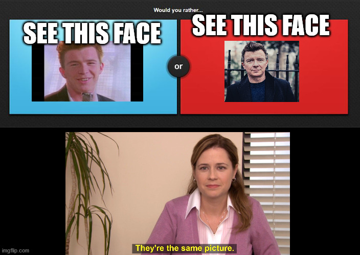 Would you rather | SEE THIS FACE SEE THIS FACE | image tagged in would you rather | made w/ Imgflip meme maker
