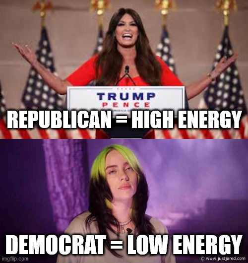 REPUBLICAN = HIGH ENERGY DEMOCRAT = LOW ENERGY | made w/ Imgflip meme maker