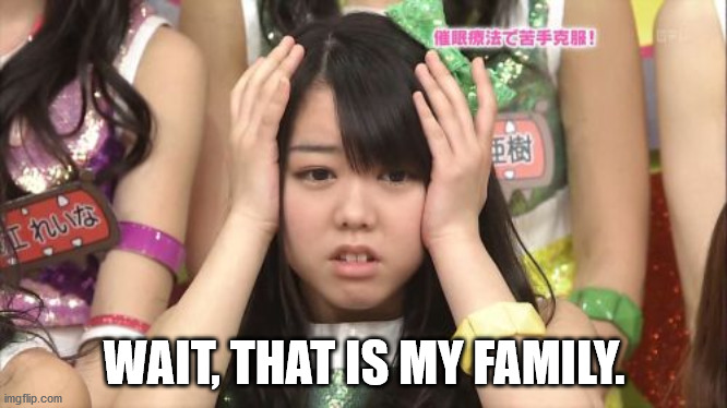 Minegishi Minami Meme | WAIT, THAT IS MY FAMILY. | image tagged in memes,minegishi minami | made w/ Imgflip meme maker