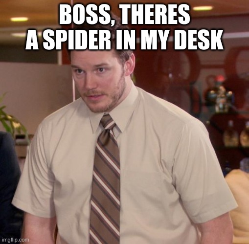 Afraid To Ask Andy | BOSS, THERES A SPIDER IN MY DESK | image tagged in memes,afraid to ask andy | made w/ Imgflip meme maker
