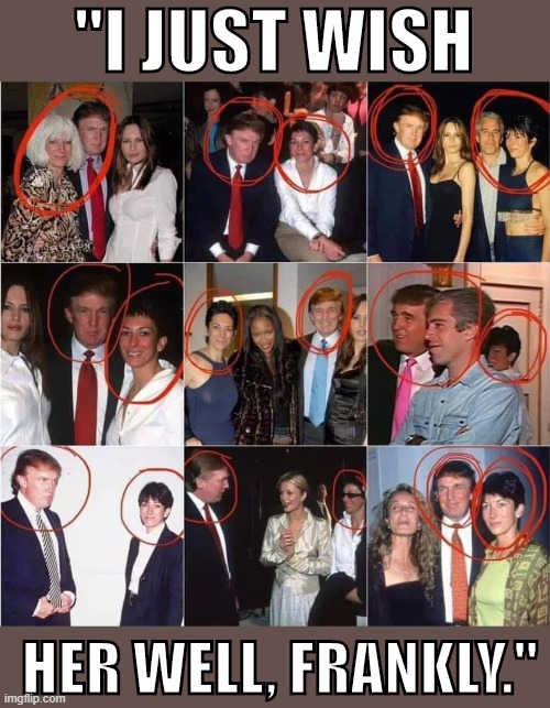 big if ture he's been on their case hunting them down since the 90s maga | "I JUST WISH; HER WELL, FRANKLY." | image tagged in trump ghislaine maxwell compilation,trump,pedophiles,pedophilia,pedophile,jeffrey epstein | made w/ Imgflip meme maker