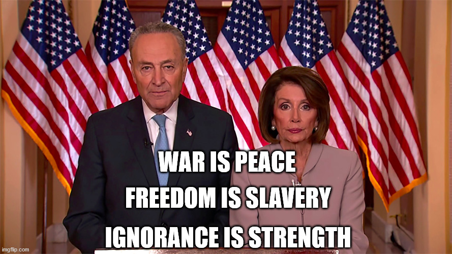 The 2020 DNC | WAR IS PEACE; FREEDOM IS SLAVERY; IGNORANCE IS STRENGTH | image tagged in democrats | made w/ Imgflip meme maker
