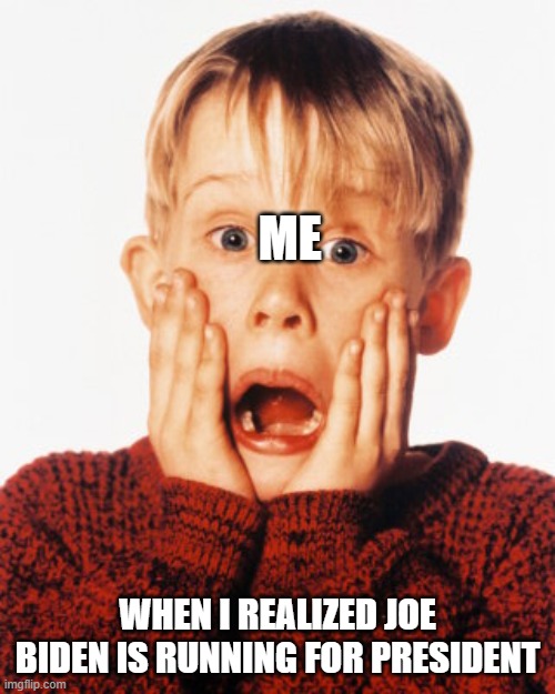 Kevin Home Alone | ME; WHEN I REALIZED JOE BIDEN IS RUNNING FOR PRESIDENT | image tagged in kevin home alone | made w/ Imgflip meme maker