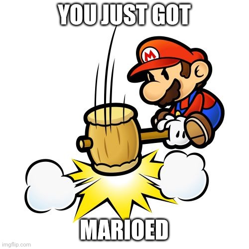 please make it an actual thing | YOU JUST GOT; MARIOED | image tagged in memes,mario hammer smash | made w/ Imgflip meme maker