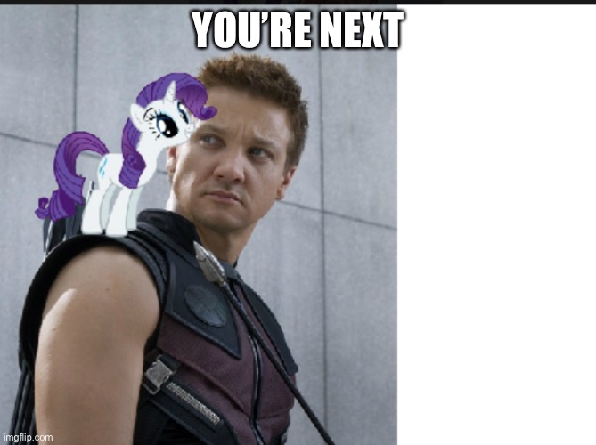 Idk |  YOU’RE NEXT | image tagged in hawkeye my little pony,dummy,memes | made w/ Imgflip meme maker