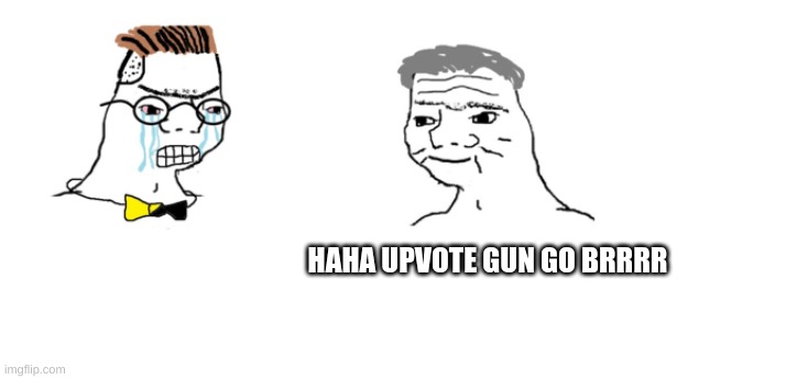 nooo haha go brrr | HAHA UPVOTE GUN GO BRRRR | image tagged in nooo haha go brrr | made w/ Imgflip meme maker