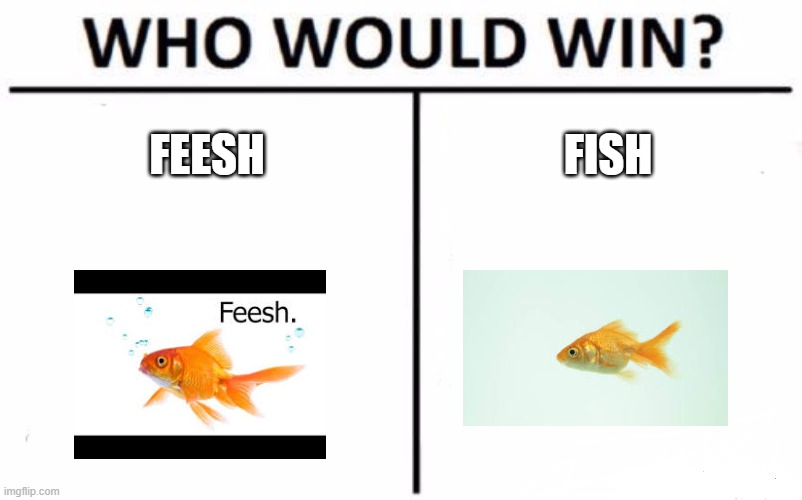 feesh vs fish | FEESH; FISH | image tagged in memes,who would win | made w/ Imgflip meme maker