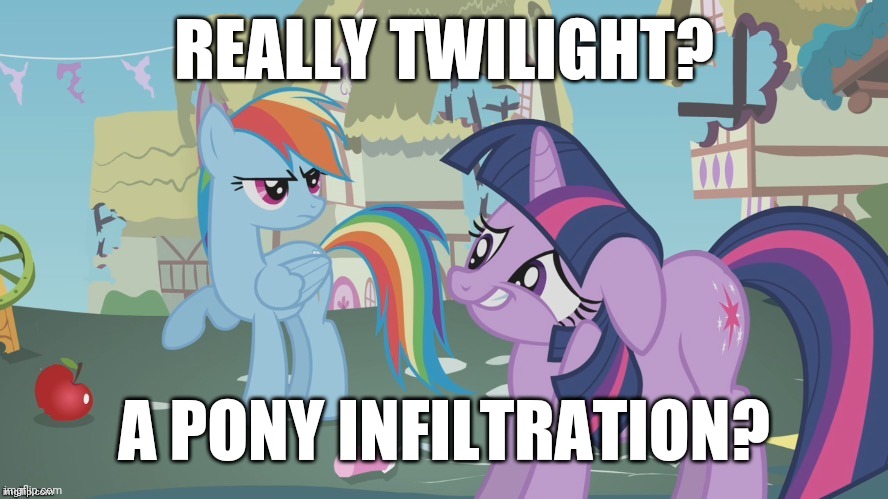 Ponies everywhere! | REALLY TWILIGHT? A PONY INFILTRATION? | image tagged in really twilight,memes,ponies | made w/ Imgflip meme maker