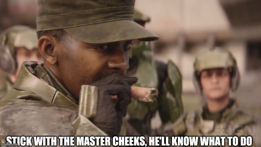 STICK WITH THE MASTER CHEEKS, HE'LL KNOW WHAT TO DO | made w/ Imgflip meme maker