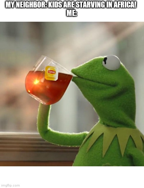 But That's None Of My Business Meme | MY NEIGHBOR: KIDS ARE STARVING IN AFRICA! 

ME: | image tagged in memes,but that's none of my business,kermit the frog | made w/ Imgflip meme maker